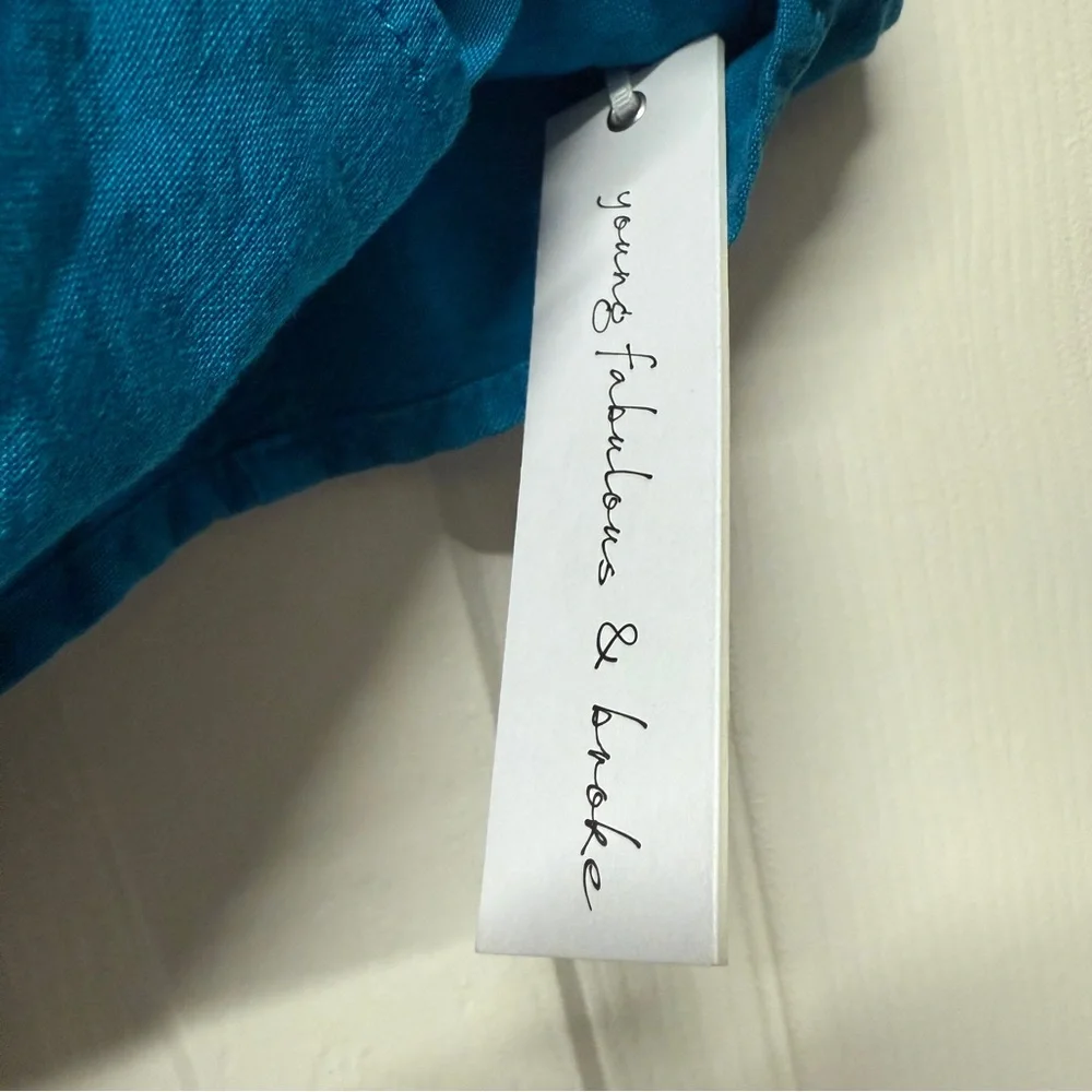 Young Fabulous & Broke| NWT Women’s Size large Linen Blend Cerulean Blue Vest - Picture 4 of 8